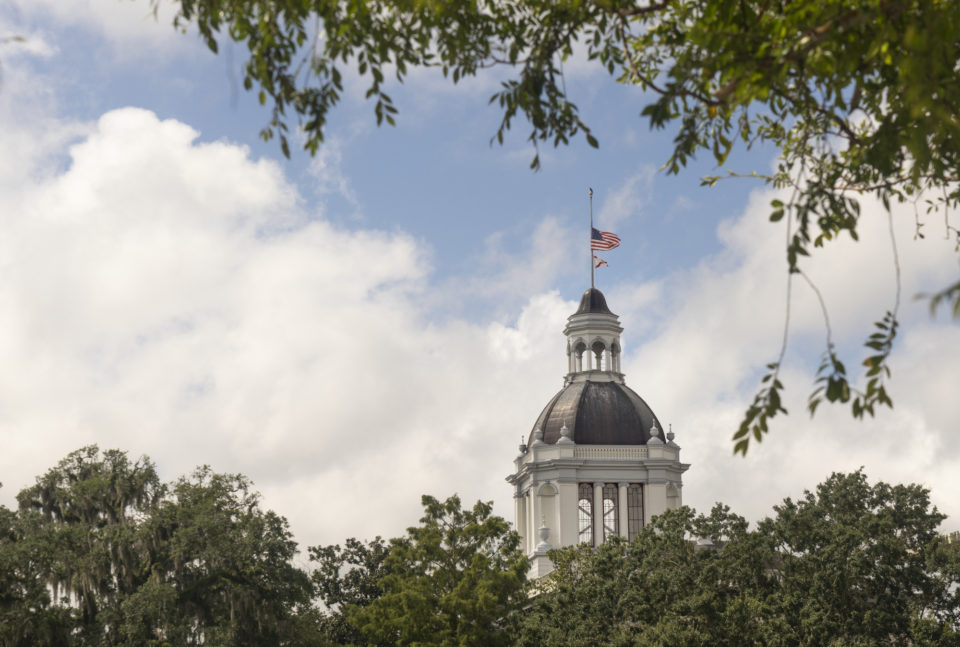 The Capitol building in downtown Tallahassee Florida undergoes a renovation but still looks good.